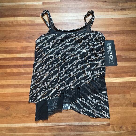 Miraclesuit Linked in Mirage Top Black/Multi 10 - Picture 2 of 9